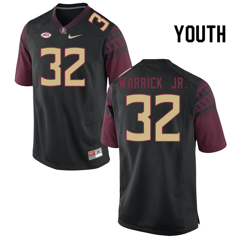 Youth #32 Peter Warrick Jr. Florida State Seminoles College Football Jerseys Stitched Sale-Black